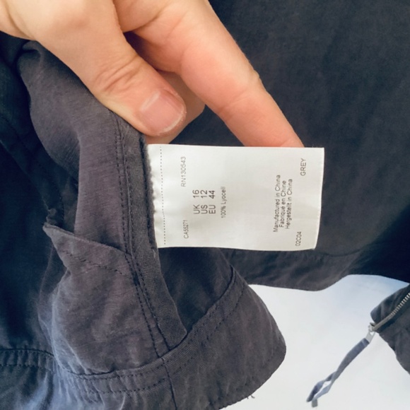 Long Tall Sally Jacket Size 12 Lyocell Gray Double Breasted Zipper Moto Biker - Picture 8 of 13